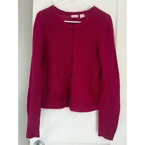 Vintage 90s Y2K Alloy Pink Fuzzy Cardigan Sweater Large XL Mean Girls Barbie Fun